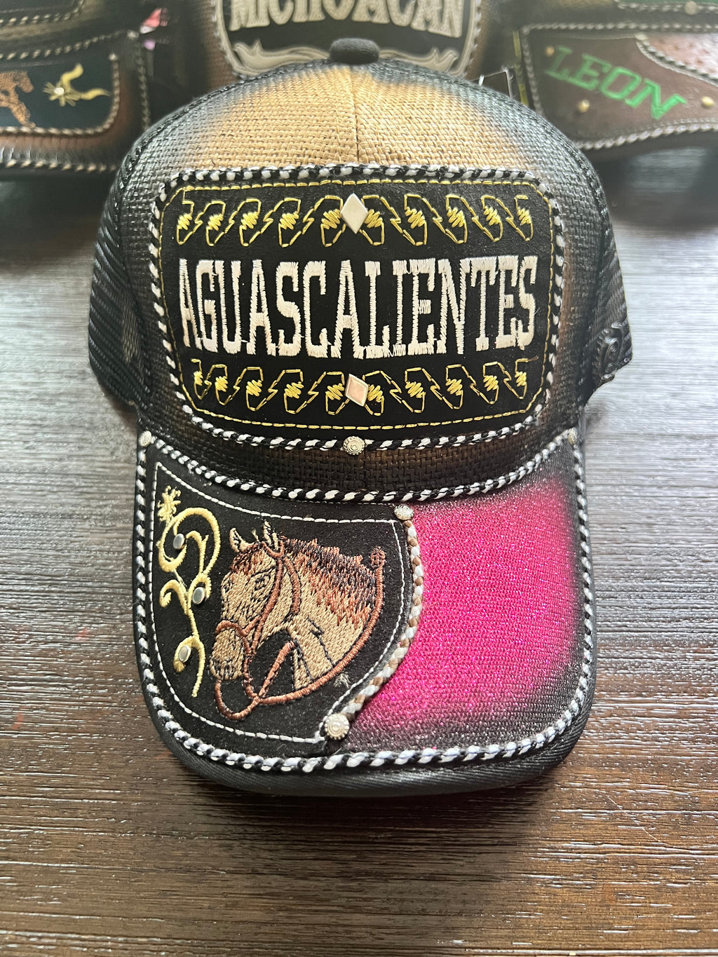 Aguascalientes Trucker Hat – Western Horse Patch Mesh Cap, Mexican Charro Style Snapback