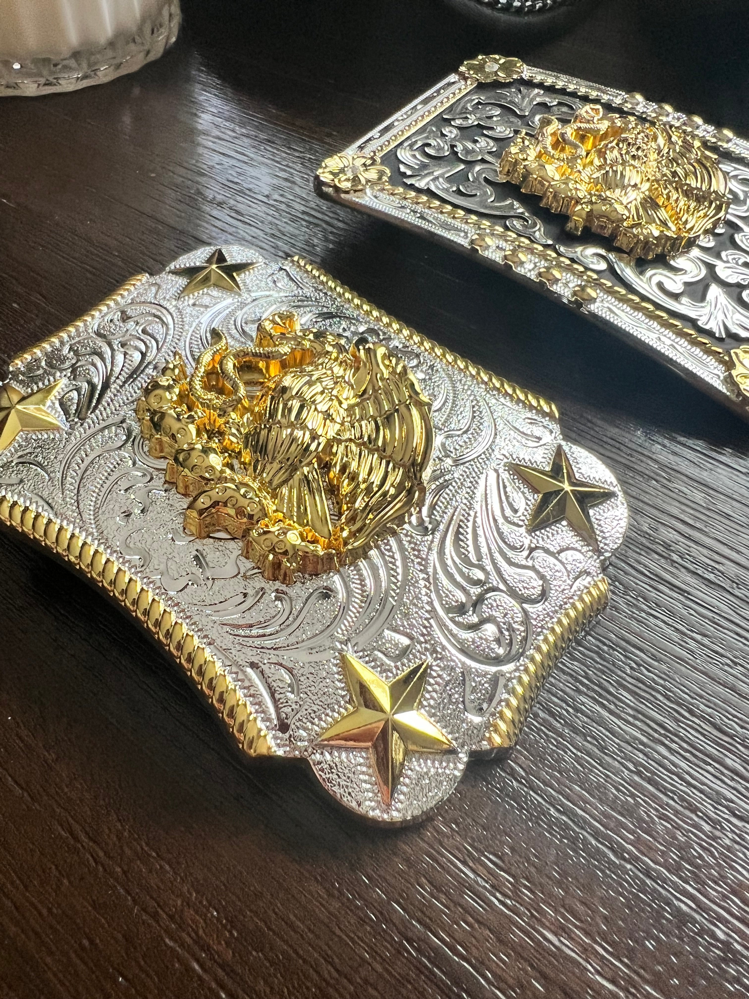 Escudo Nacional de México Gold & Silver Belt Buckle