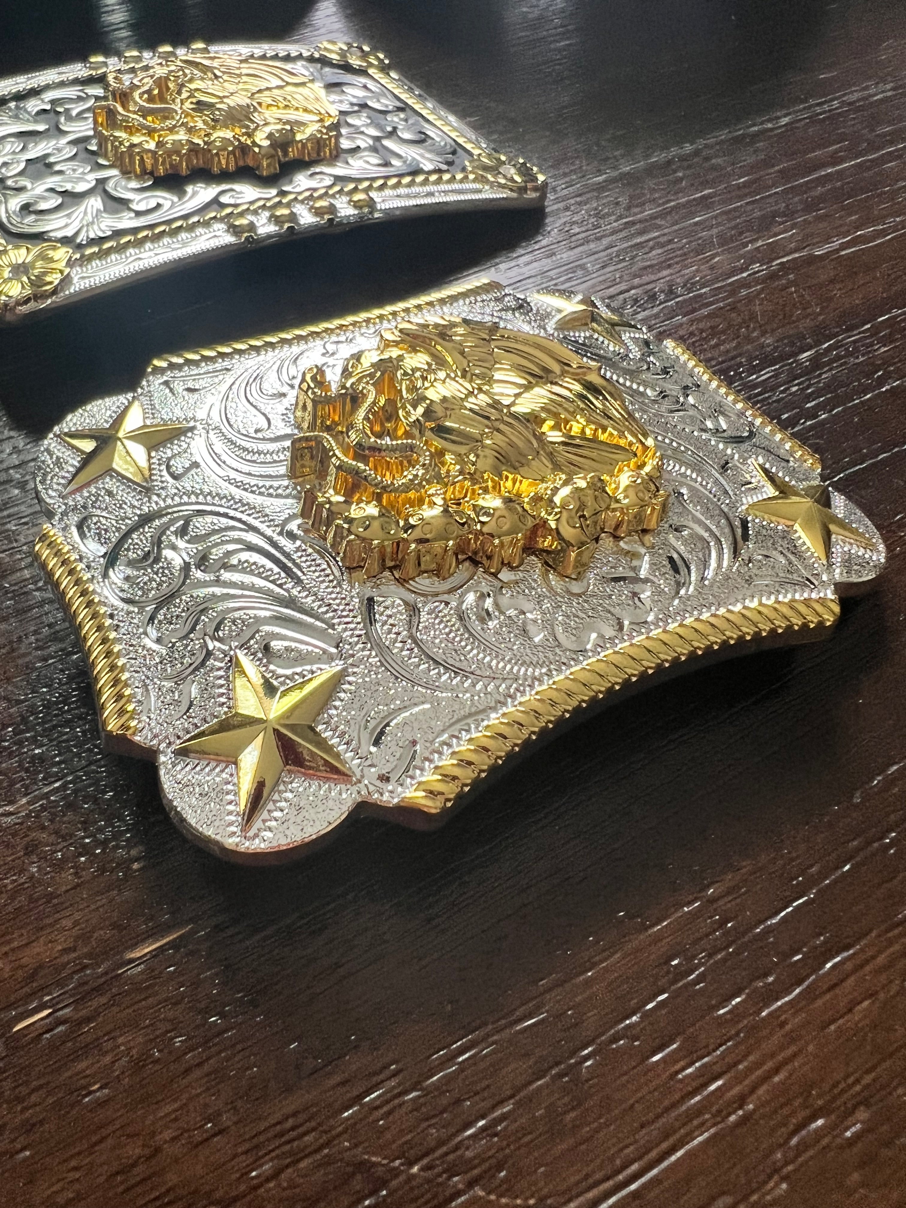 Escudo Nacional de México Gold & Silver Belt Buckle