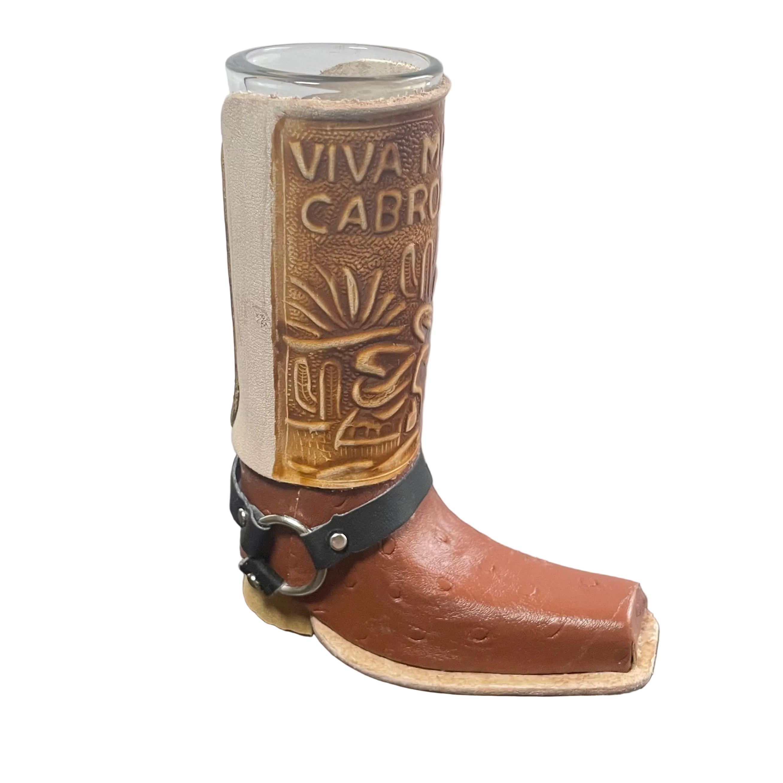 Maroon Shot Glass Western Cowboy Collectible - Authentic Mexican Leather Boot Shot Glass