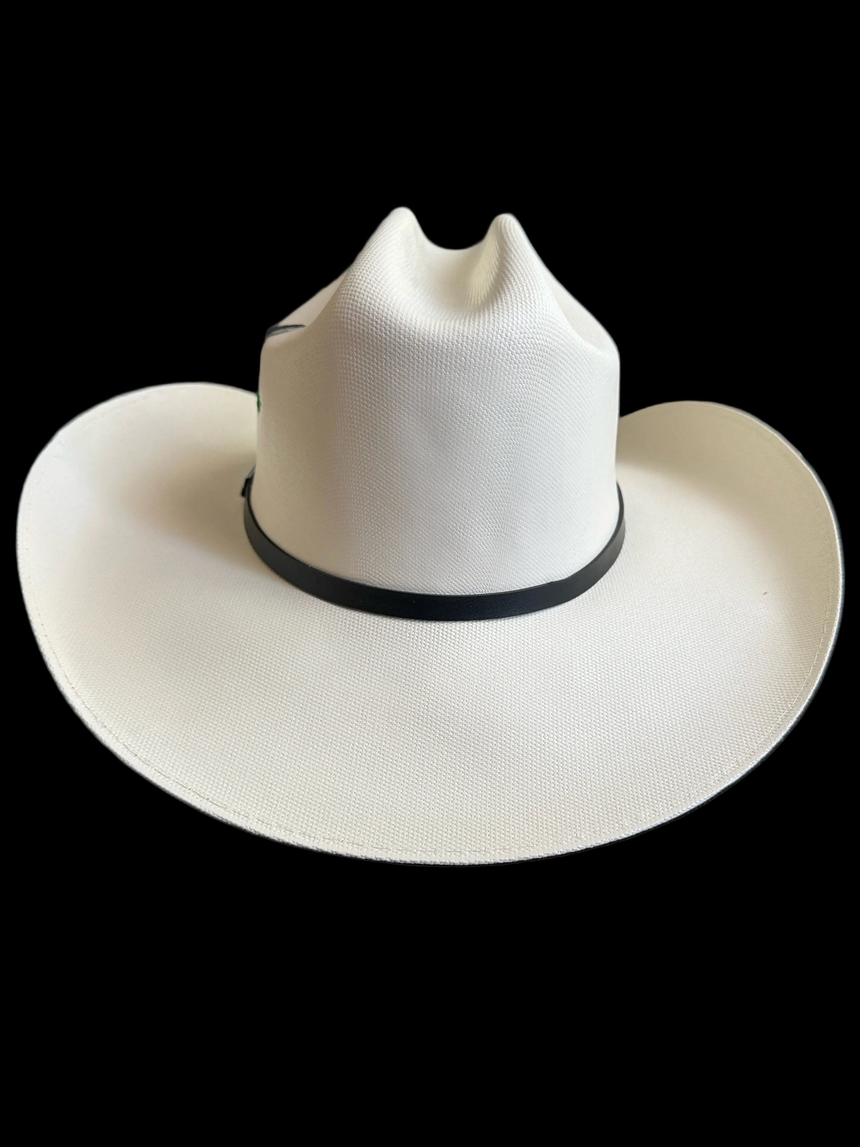 White Western Cowboy Hat – Classic Rodeo Style Hat with a Colorful Feather 7 3/8| Sombrero Vaquero