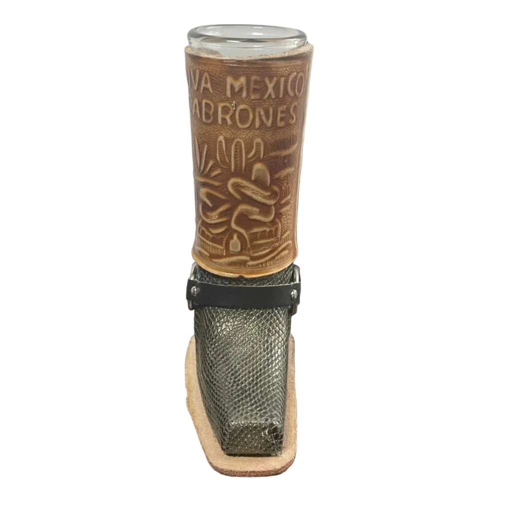 Leather Boot Shot Glass Western Collectible - Authentic Mexican Leather Boot Shot Glass