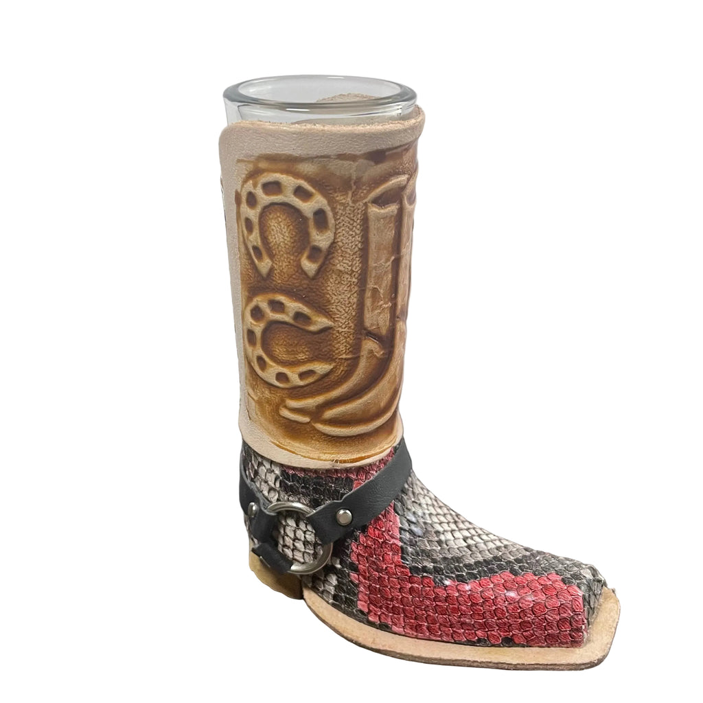 Leather Boot Shot Glass Western Collectible - Authentic Mexican Leather Boot Shot Glass