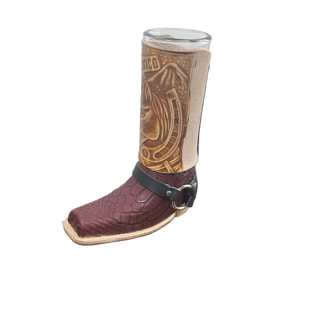 Leather Boot Shot Glass Western Collectible - Authentic Mexican Leather Boot Shot Glass