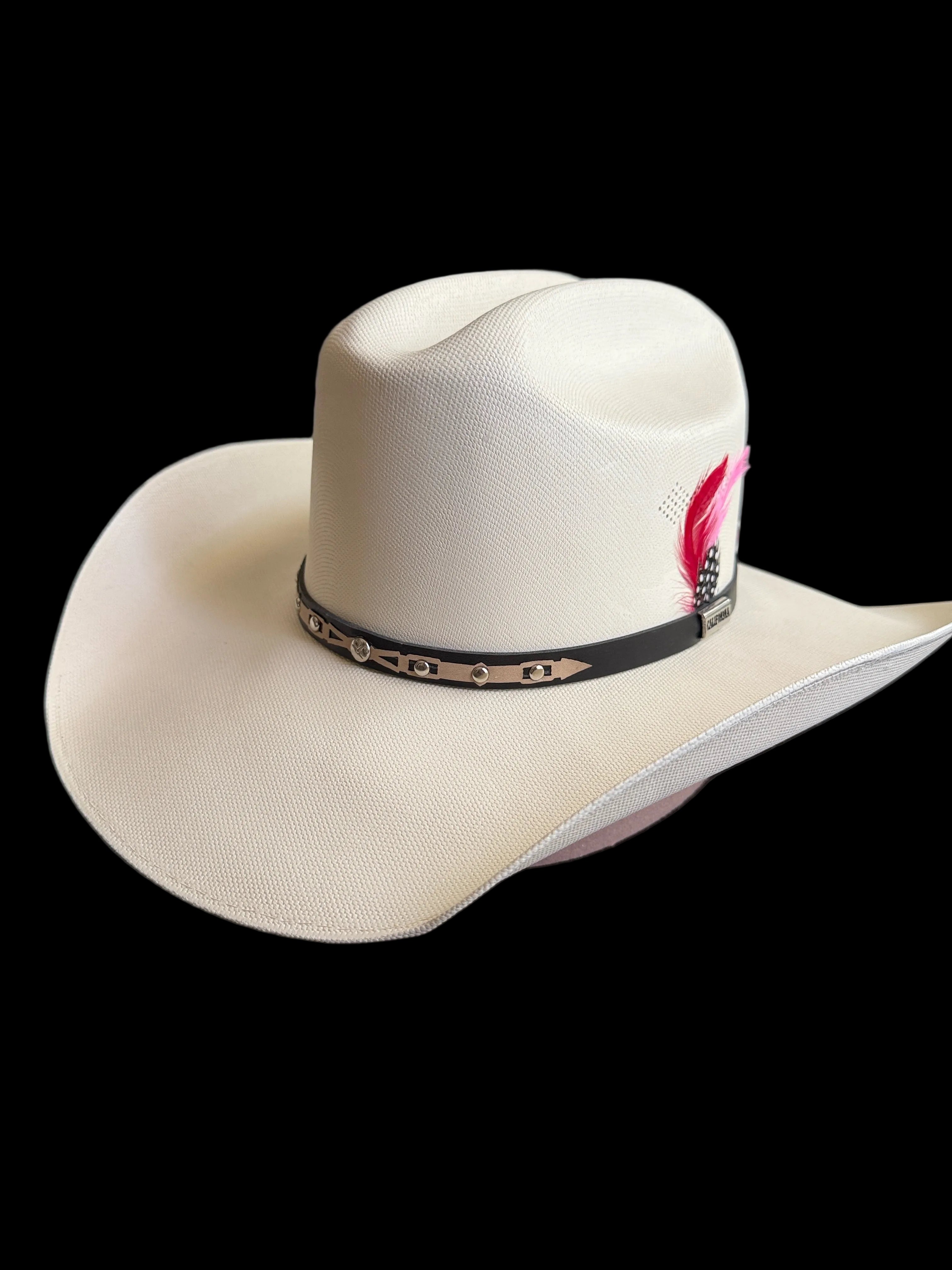 White Western Cowboy Hat – Classic Rodeo Style Hat with Feather Accent 7 1/8 | Charro & Vaquero Inspired