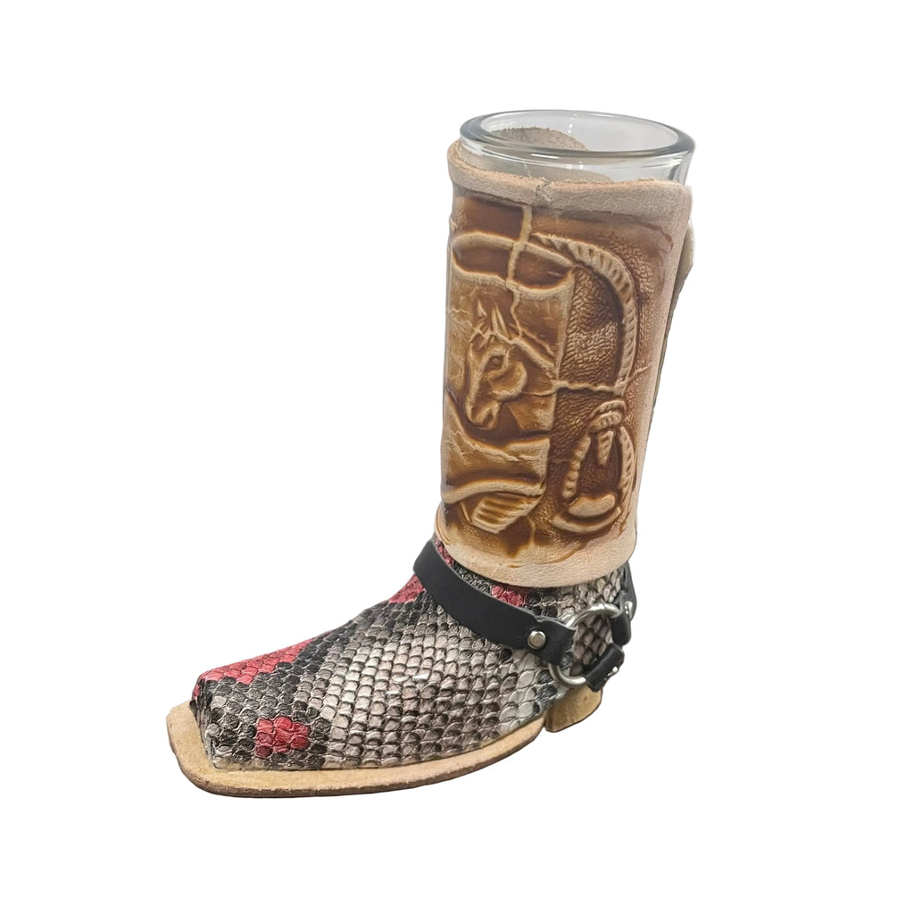 Leather Boot Shot Glass Western Collectible - Authentic Mexican Leather Boot Shot Glass