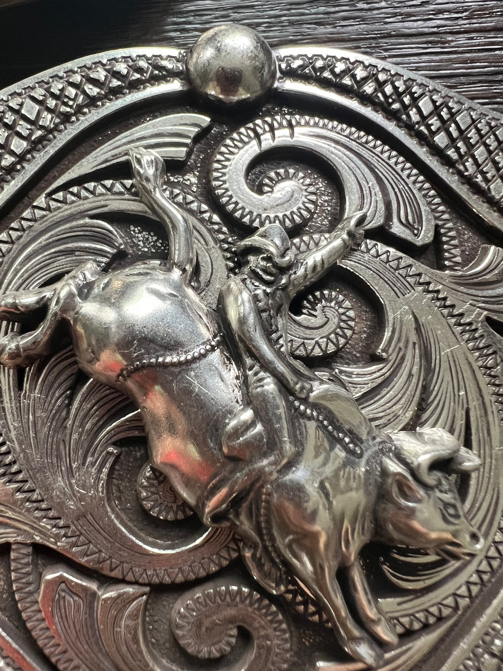 Silver Bull Rider Silver Belt Buckle