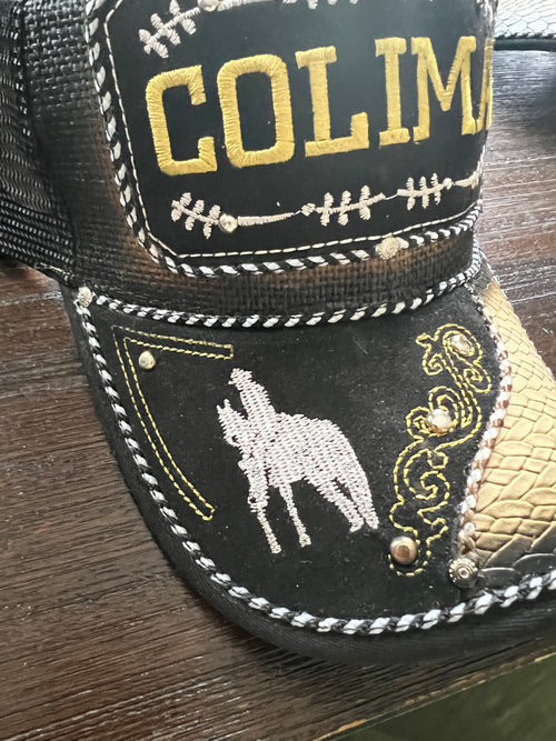 Colima Trucker Hat – Western Charro Style Mesh Cap with Embroidered Patch
