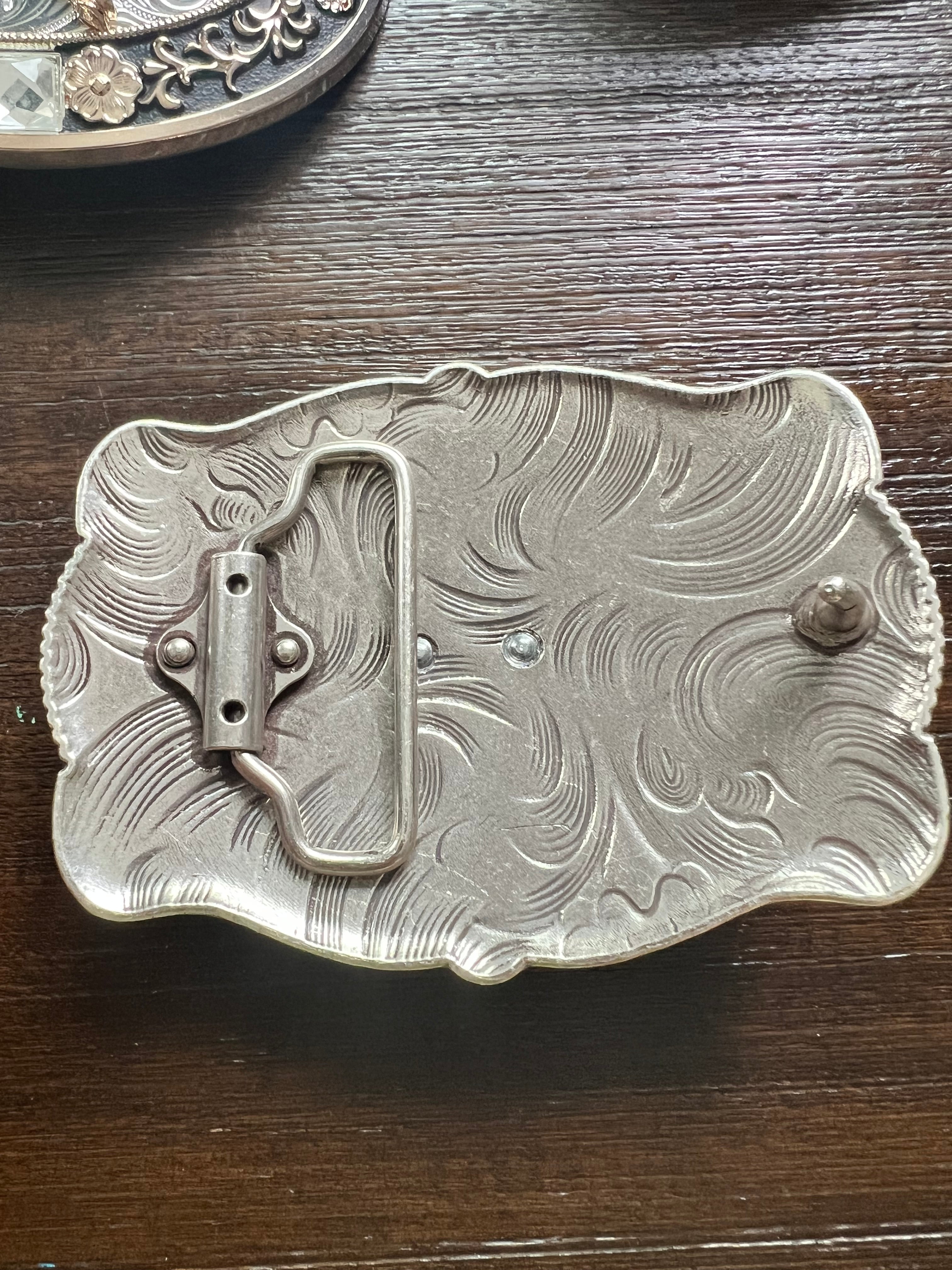 Silver Bull Rider Silver Belt Buckle