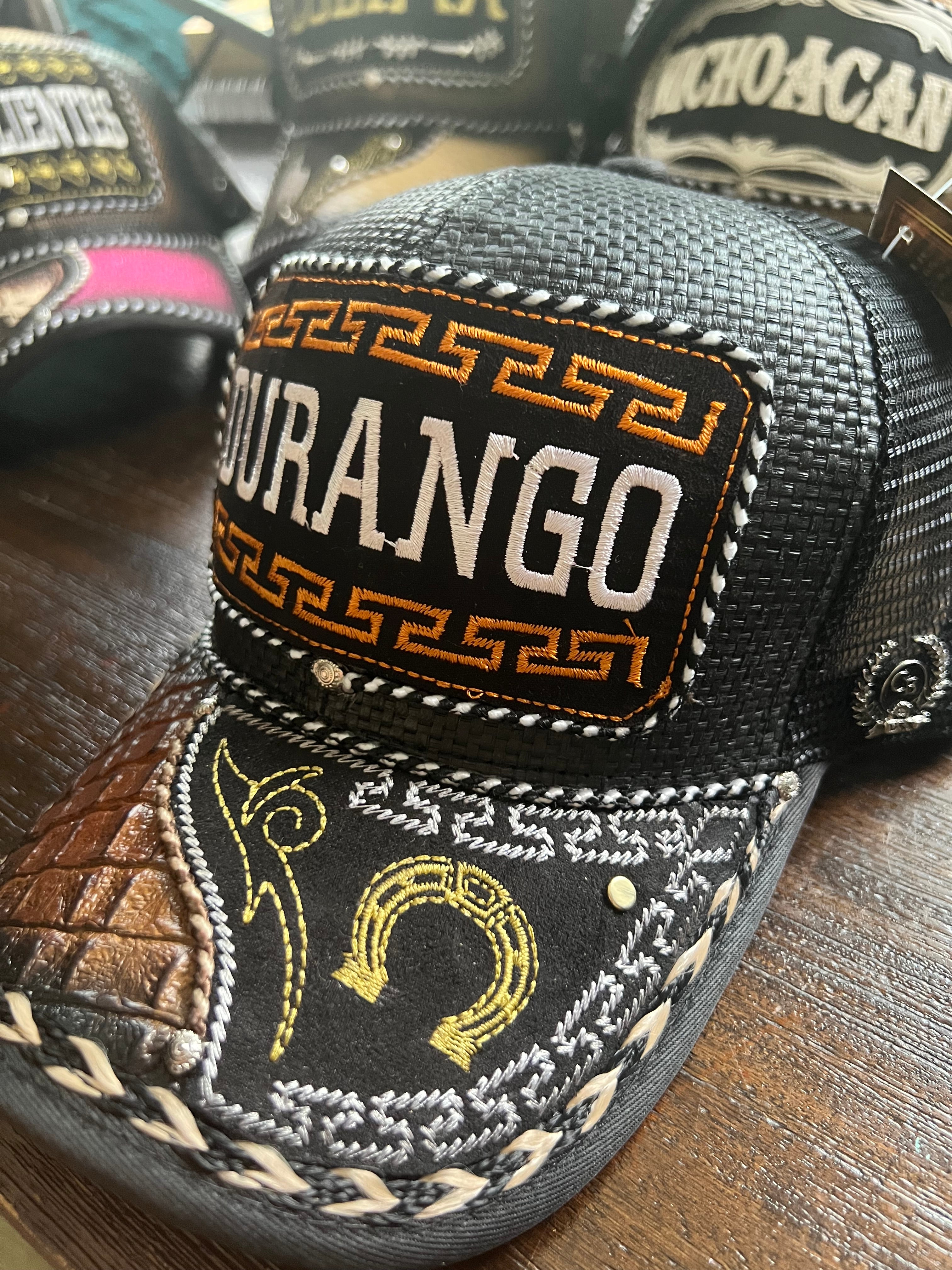 Durango Leather Trucker Hat with Snap Back