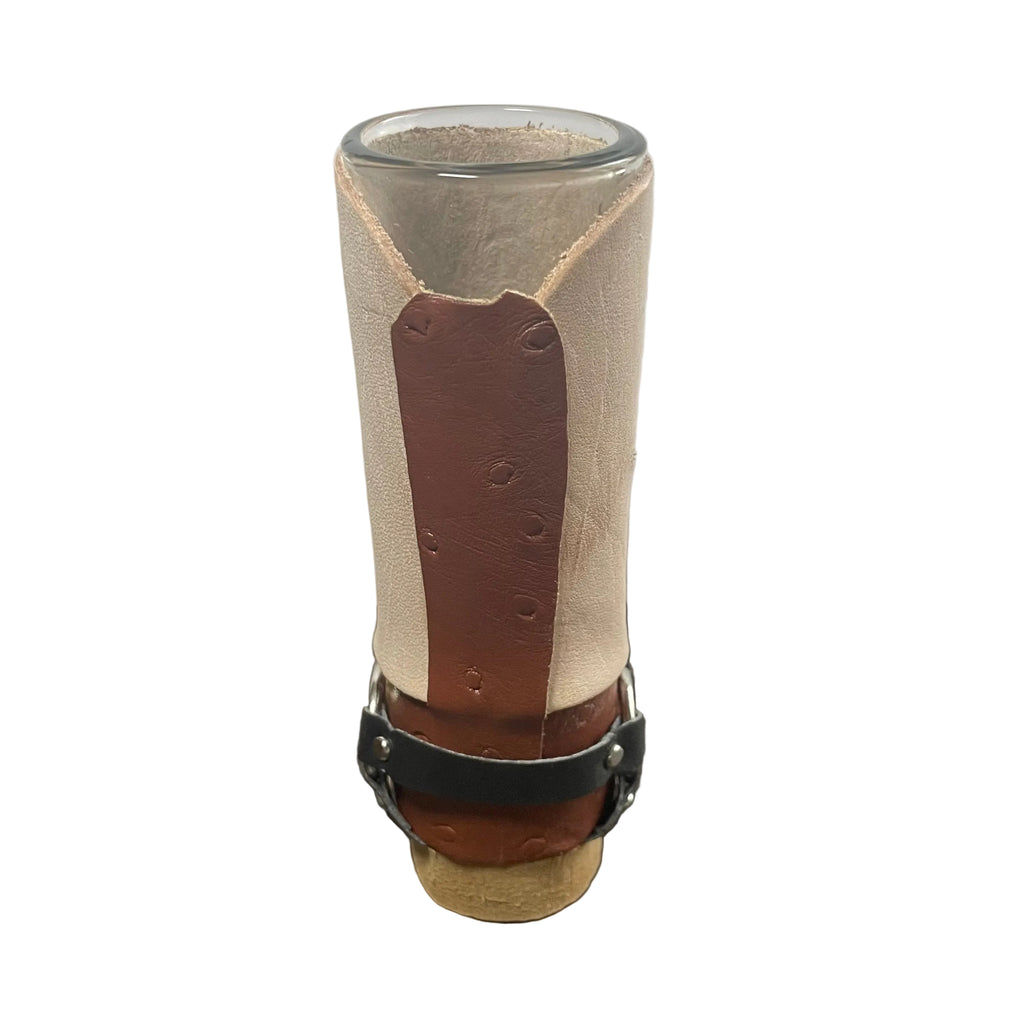 Maroon Shot Glass Western Cowboy Collectible - Authentic Mexican Leather Boot Shot Glass