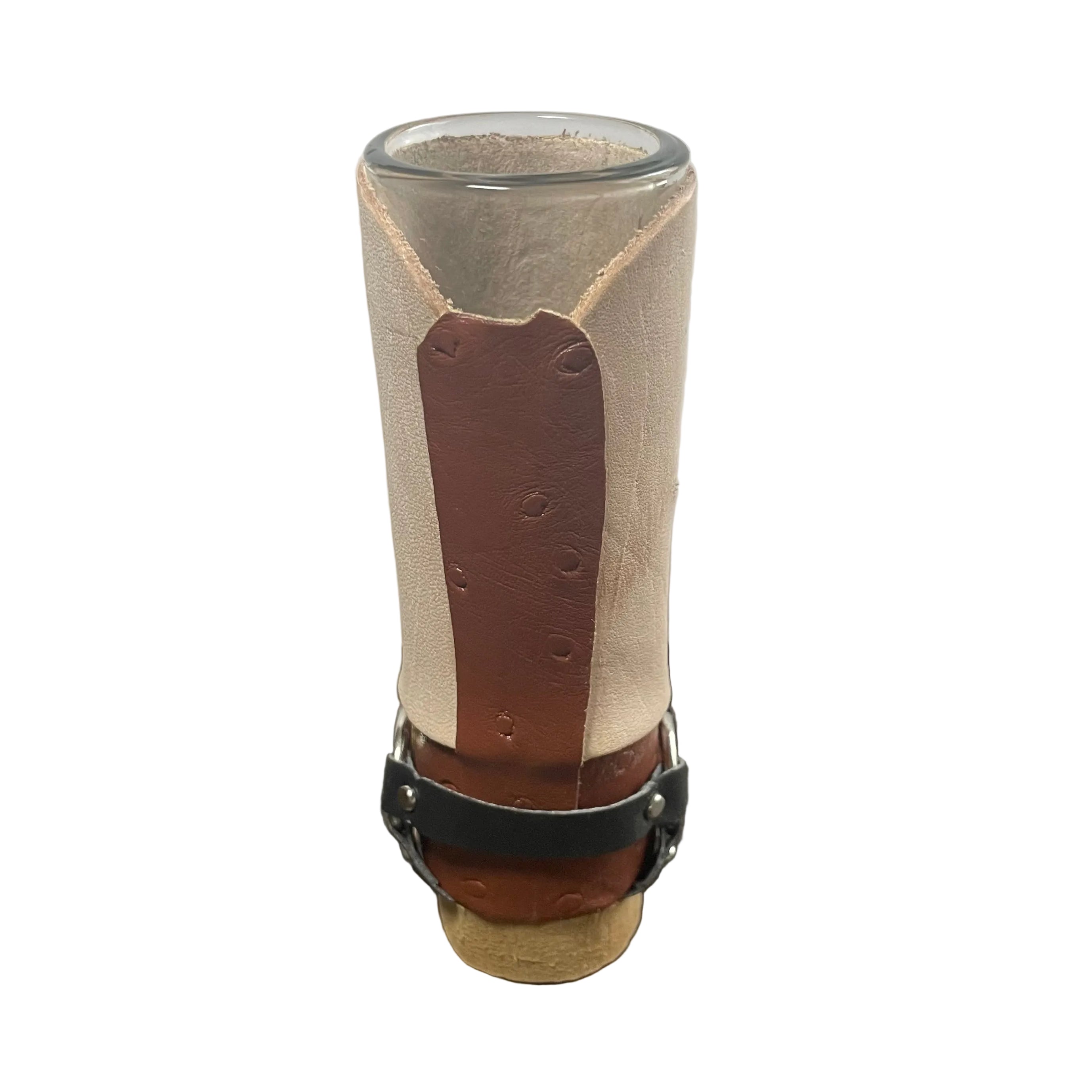 Maroon Shot Glass Western Cowboy Collectible - Authentic Mexican Leather Boot Shot Glass