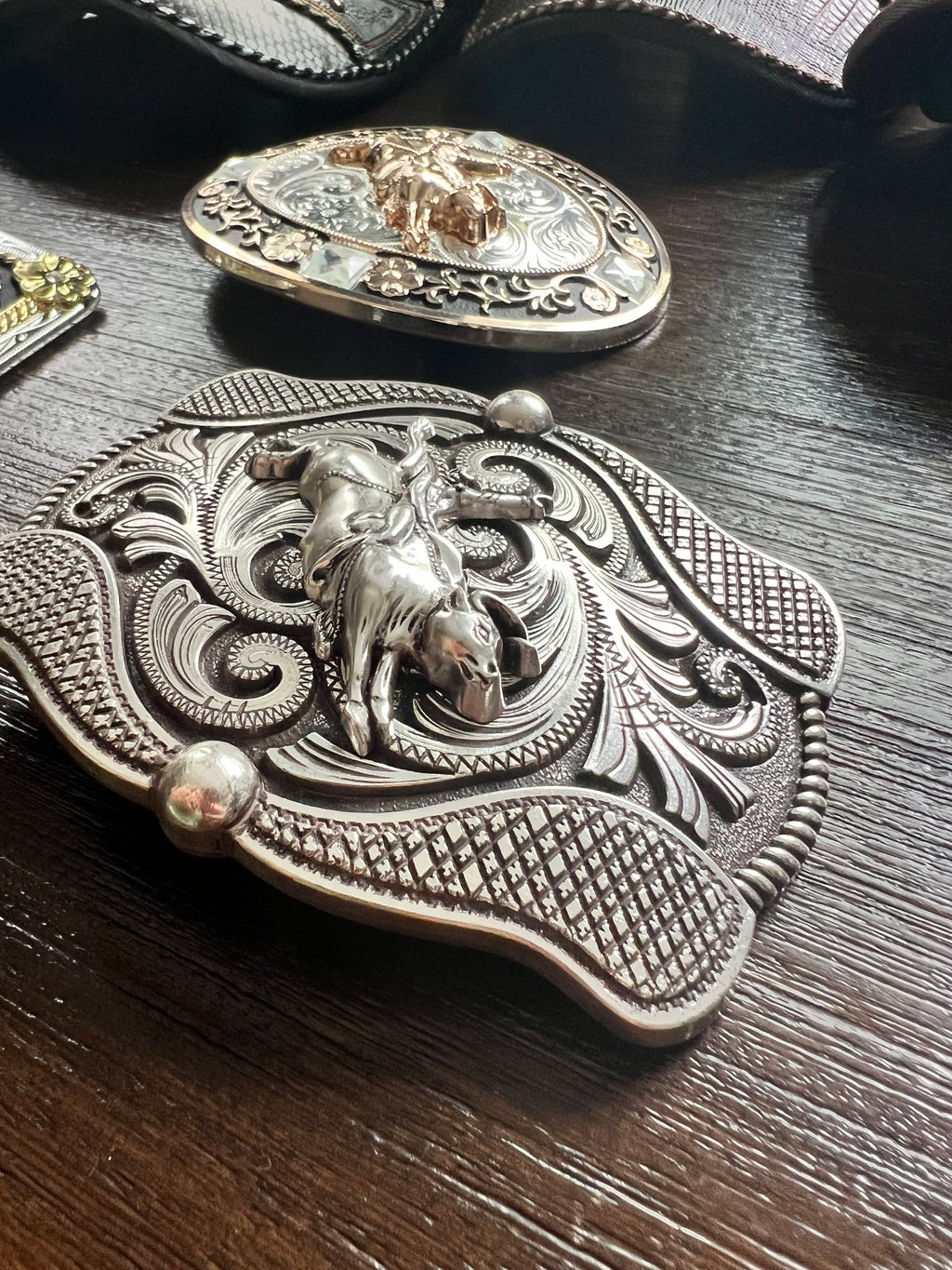 Silver Bull Rider Silver Belt Buckle