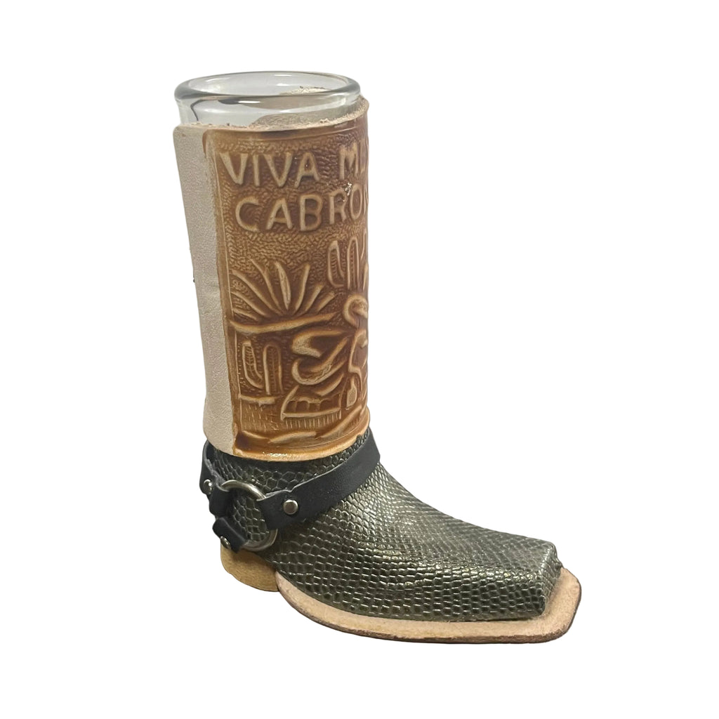 Leather Boot Shot Glass Western Collectible - Authentic Mexican Leather Boot Shot Glass
