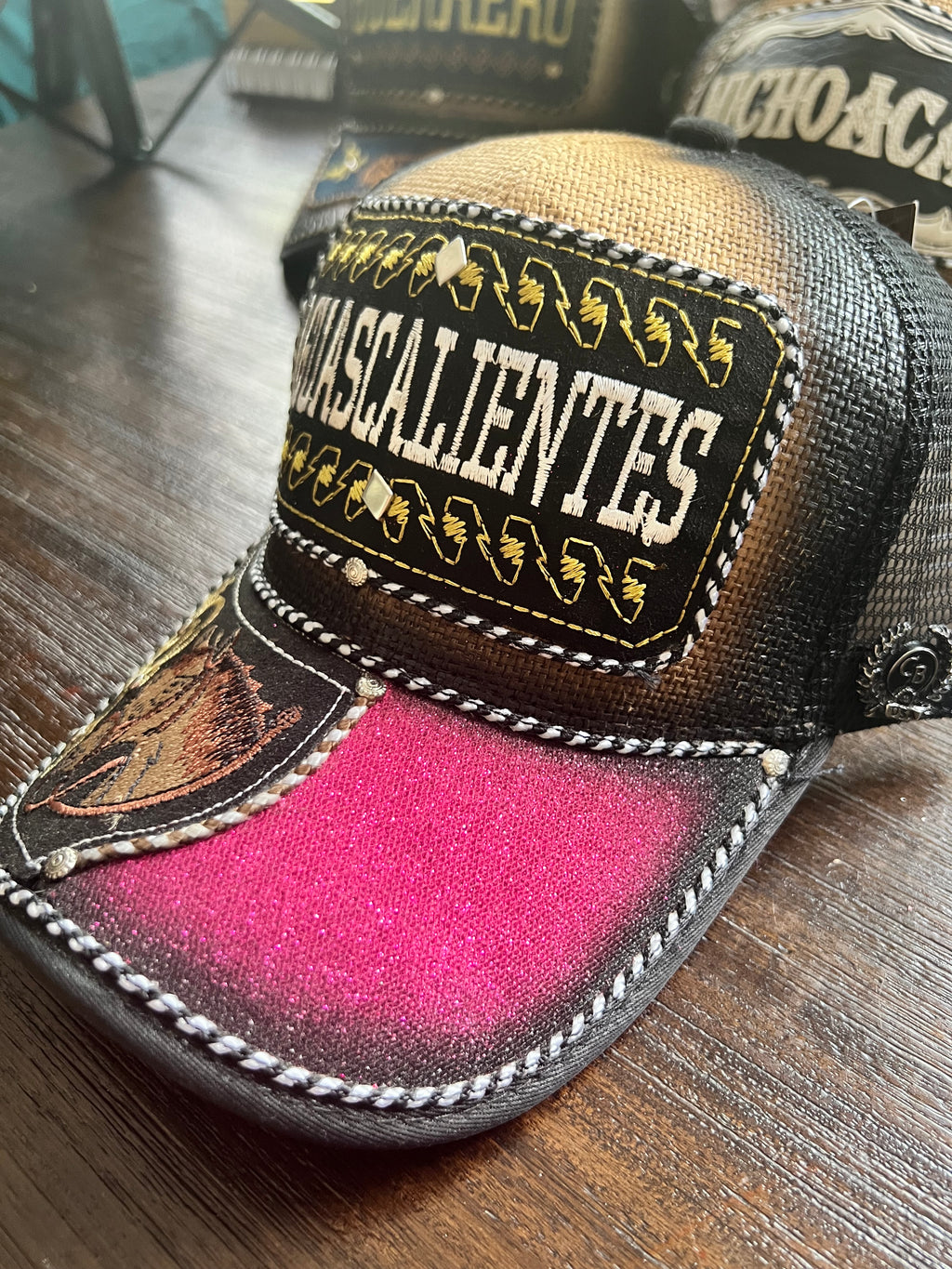Aguascalientes Trucker Hat – Western Horse Patch Mesh Cap, Mexican Charro Style Snapback