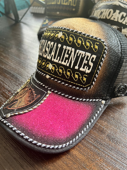Aguascalientes Trucker Hat – Western Horse Patch Mesh Cap, Mexican Charro Style Snapback