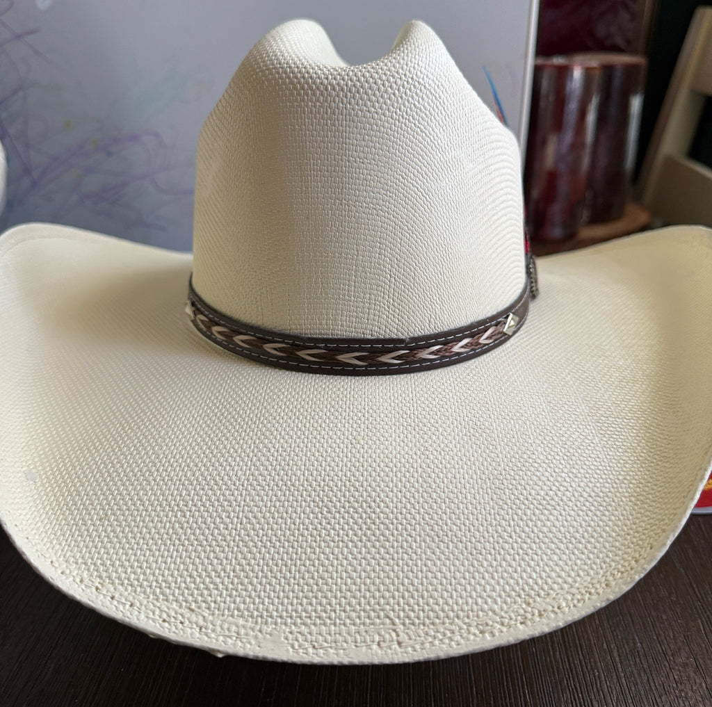 White Western Cowboy Hat – Classic Rodeo Style Hat with Feather Accent 6 7/8 | Sombrero Vaquero