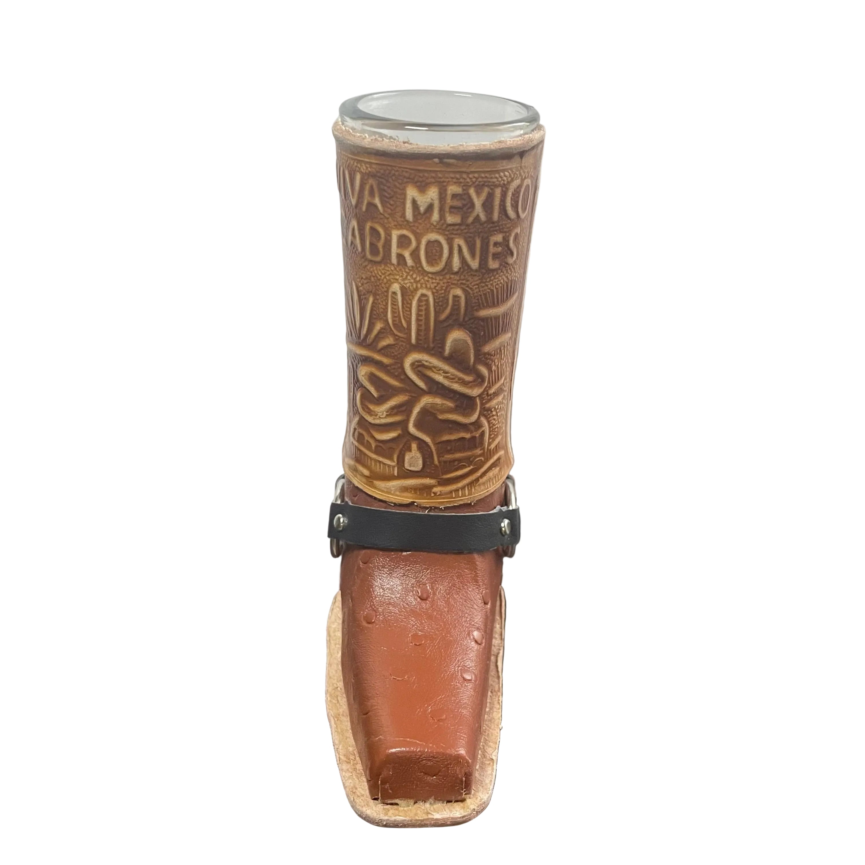 Maroon Shot Glass Western Cowboy Collectible - Authentic Mexican Leather Boot Shot Glass