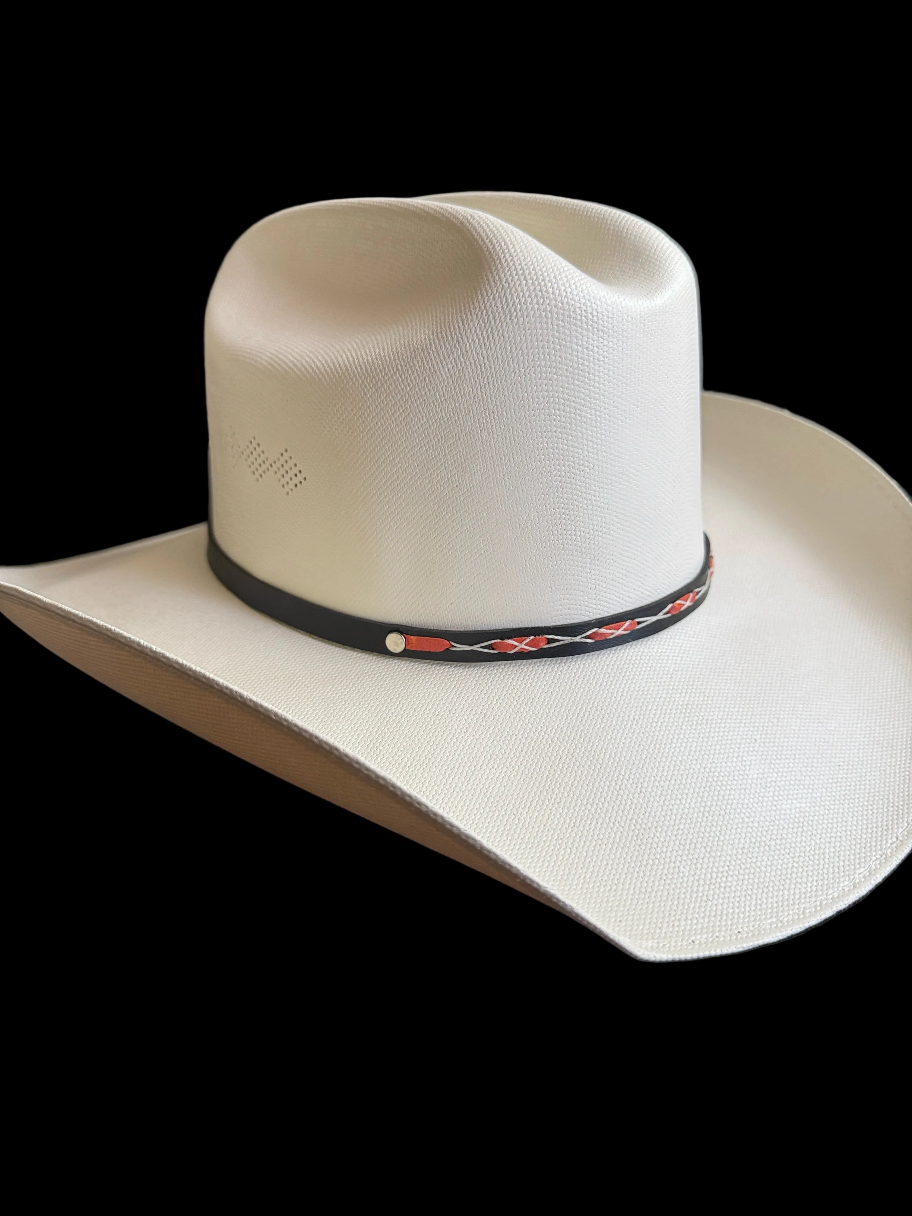 White Western Cowboy Hat – Classic Rodeo Style Hat with a Colorful Feather 7 3/8| Sombrero Vaquero