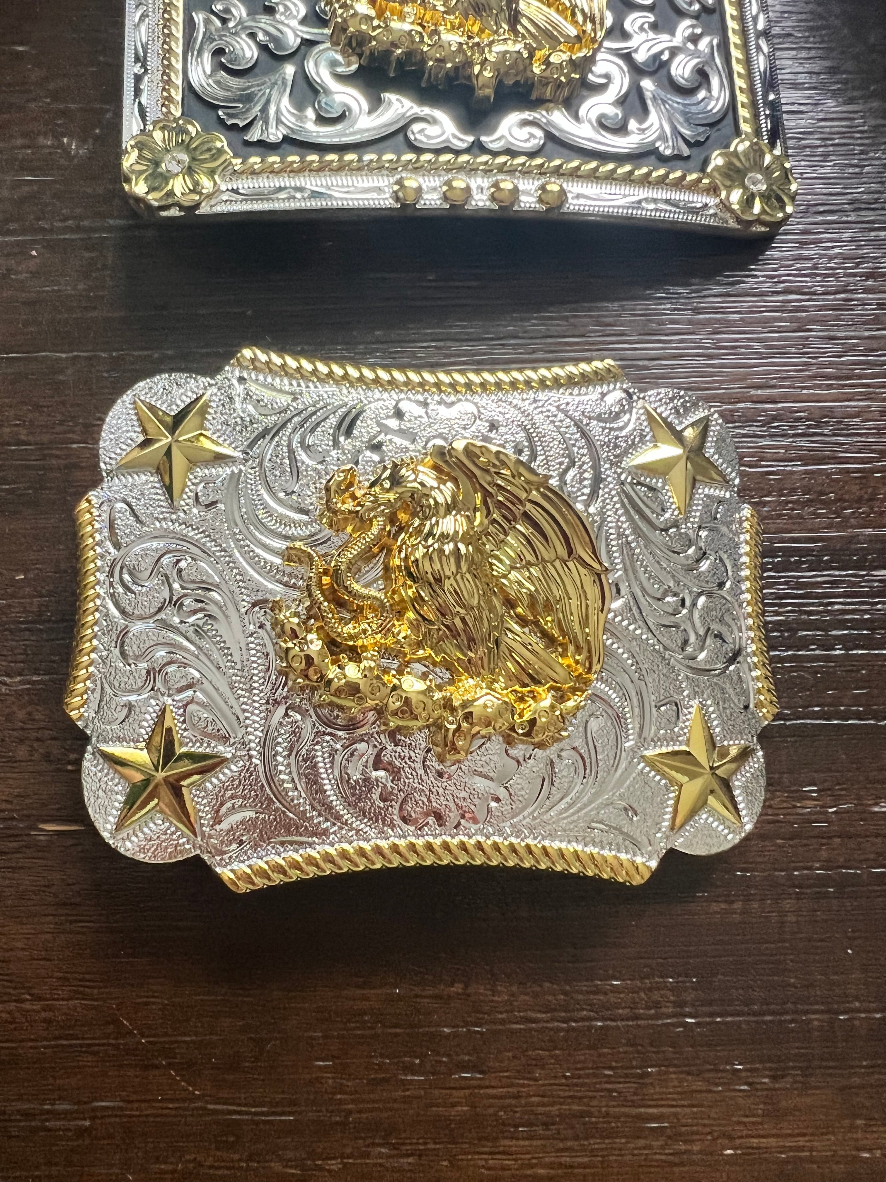 Escudo Nacional de México Gold & Silver Belt Buckle