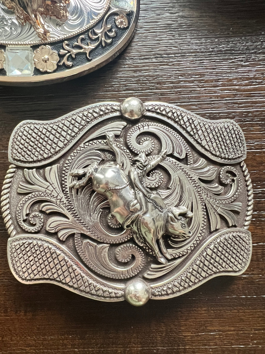 Silver Bull Rider Silver Belt Buckle