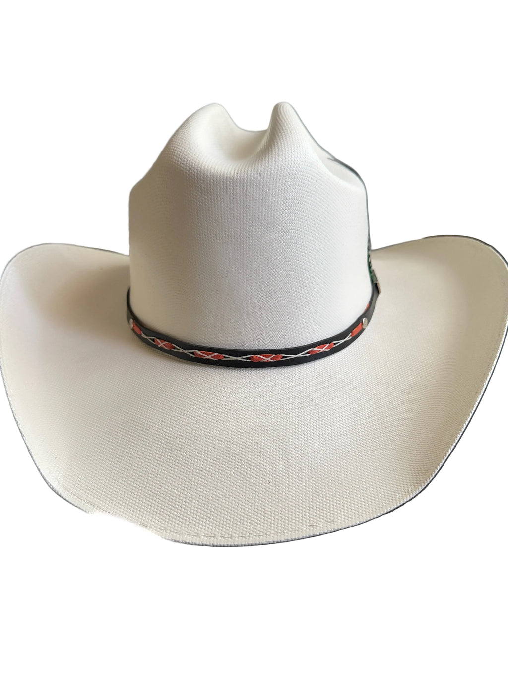 White Western Cowboy Hat – Classic Rodeo Style Hat with a Colorful Feather 7 3/8| Sombrero Vaquero