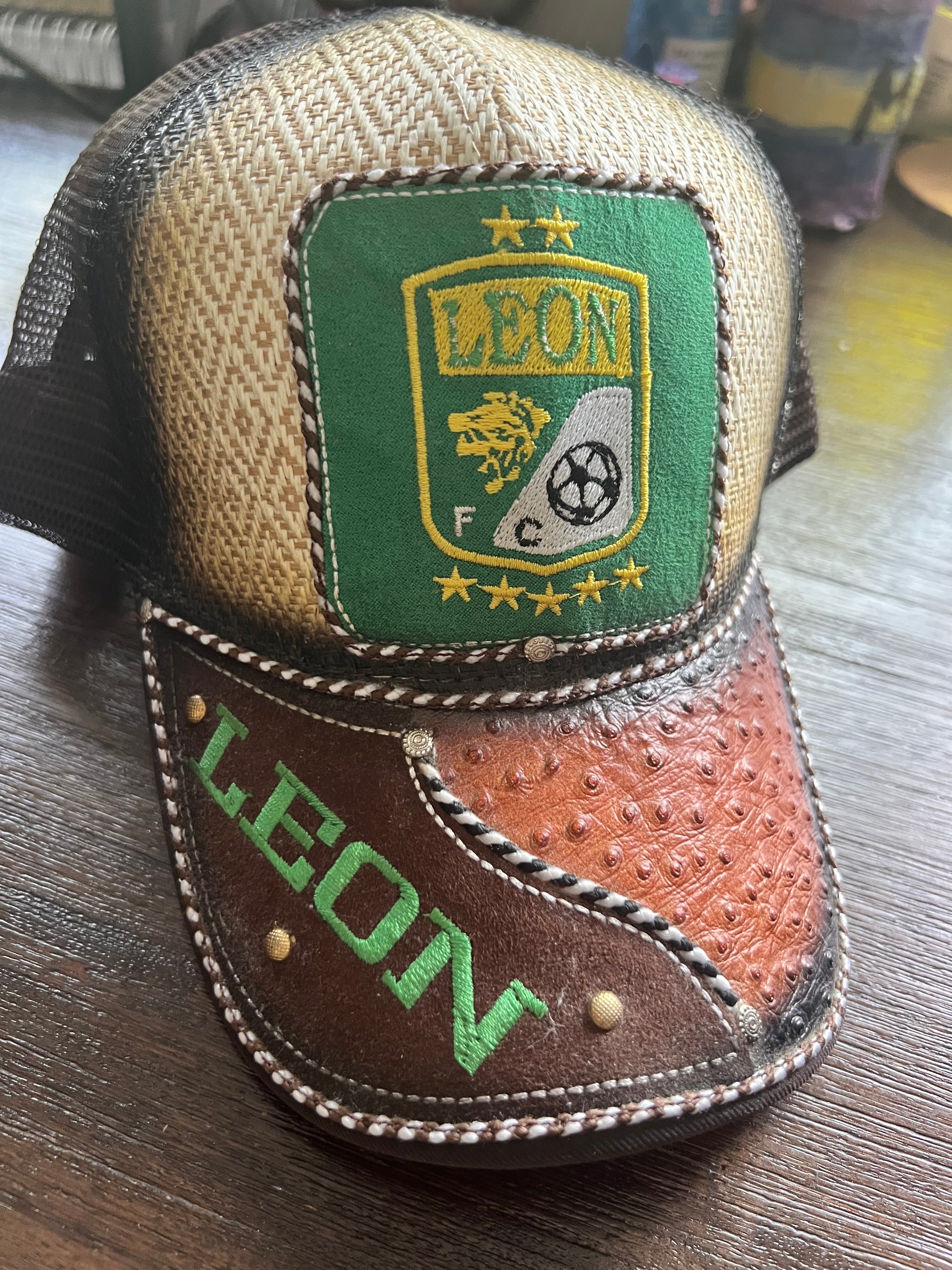 Leon Soccer Team Leather Trucker Hat with Snap Back