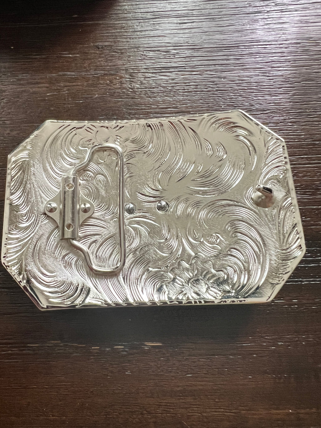 San Judas Tadeo Red and Silver Belt Buckle