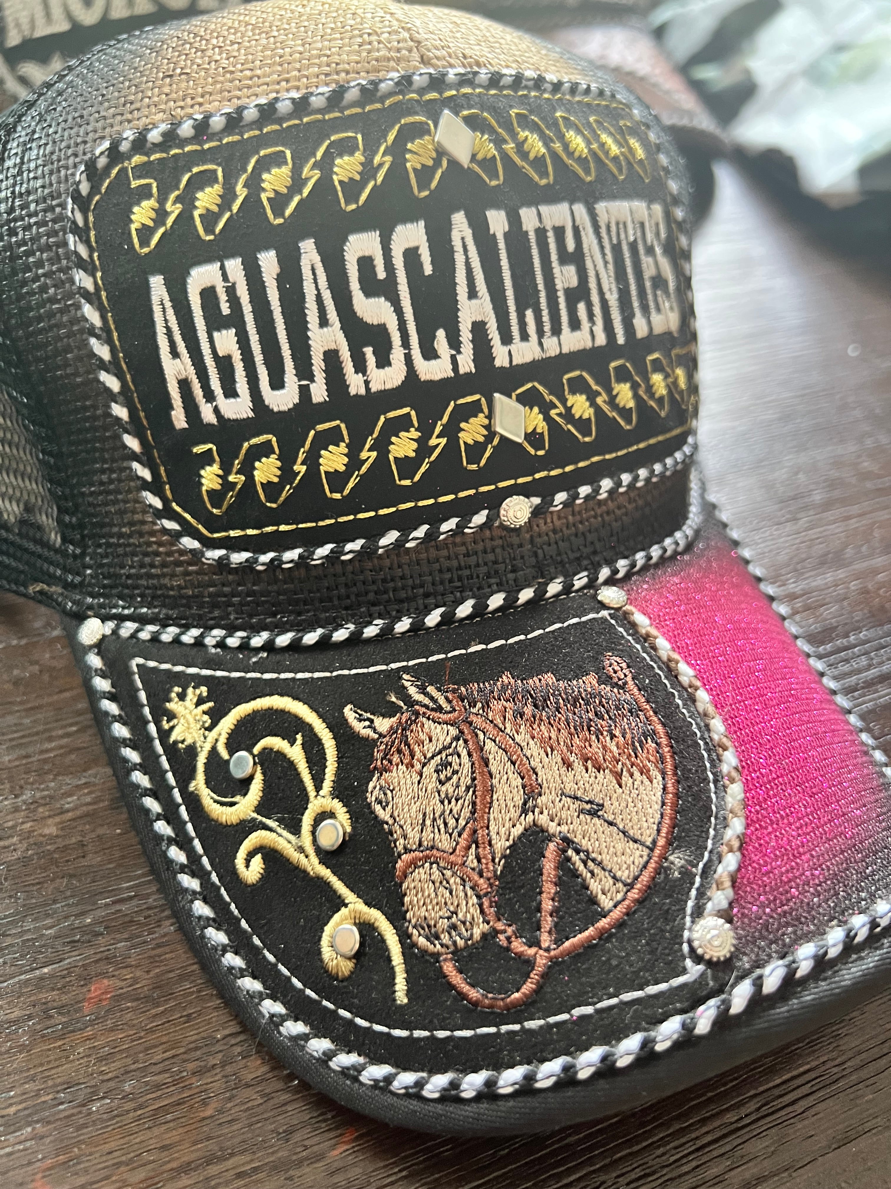 Aguascalientes Trucker Hat – Western Horse Patch Mesh Cap, Mexican Charro Style Snapback
