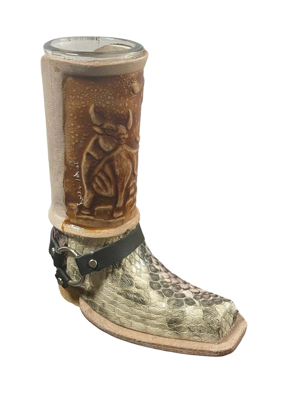 Leather Boot Shot Glass Western Collectible - Authentic Mexican Leather Boot Shot Glass