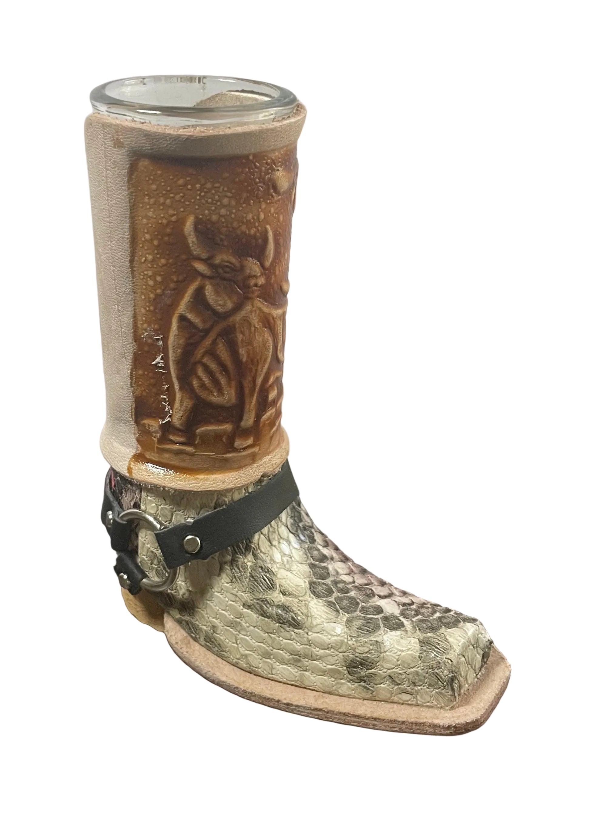 Leather Boot Shot Glass Western Collectible - Authentic Mexican Leather Boot Shot Glass