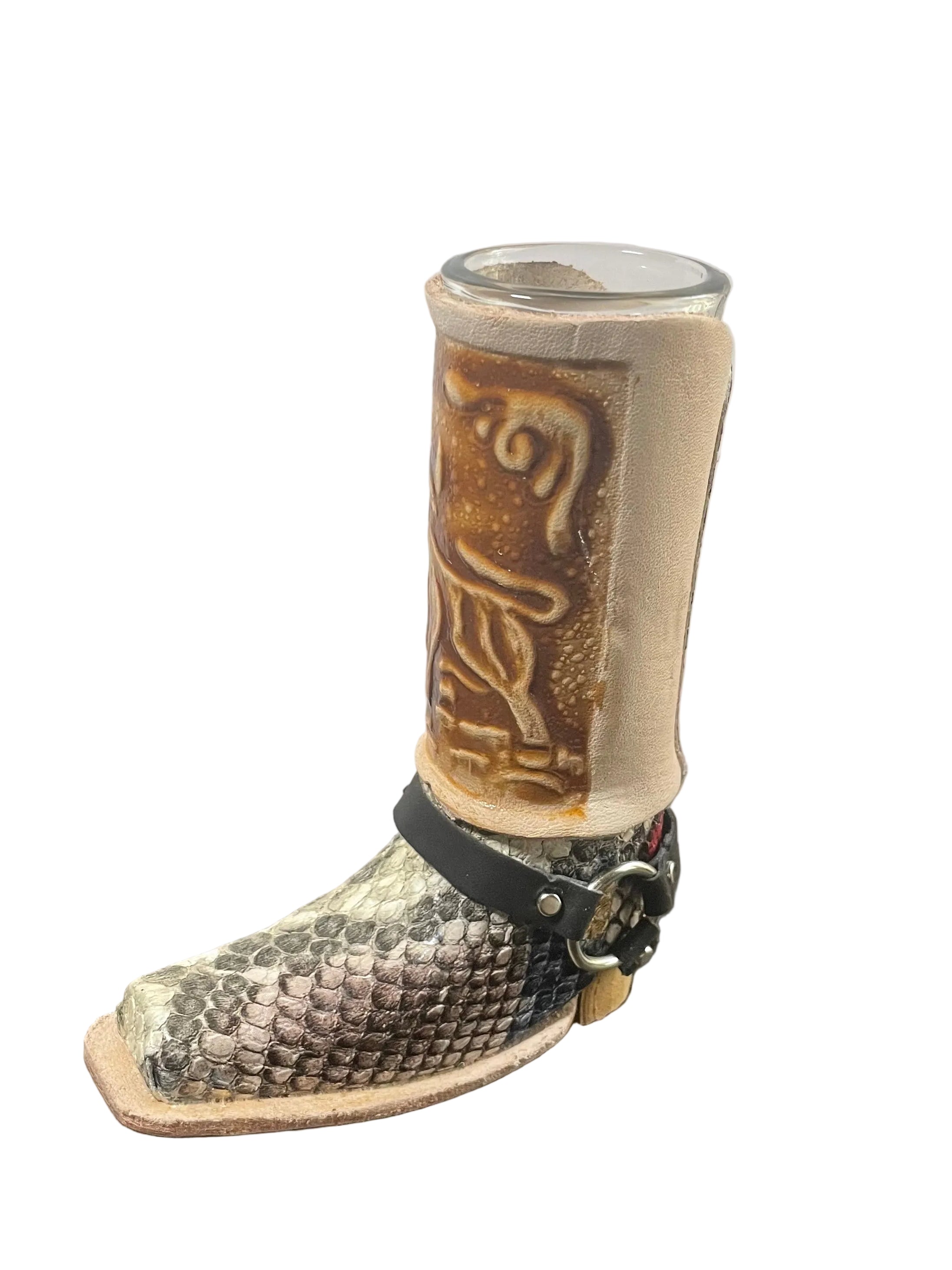 Leather Boot Shot Glass Western Collectible - Authentic Mexican Leather Boot Shot Glass
