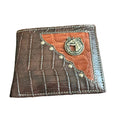 Men’s Genuine Leather Western Wallet – Crocodile Embossed Bifold Wallet with Horse Concho