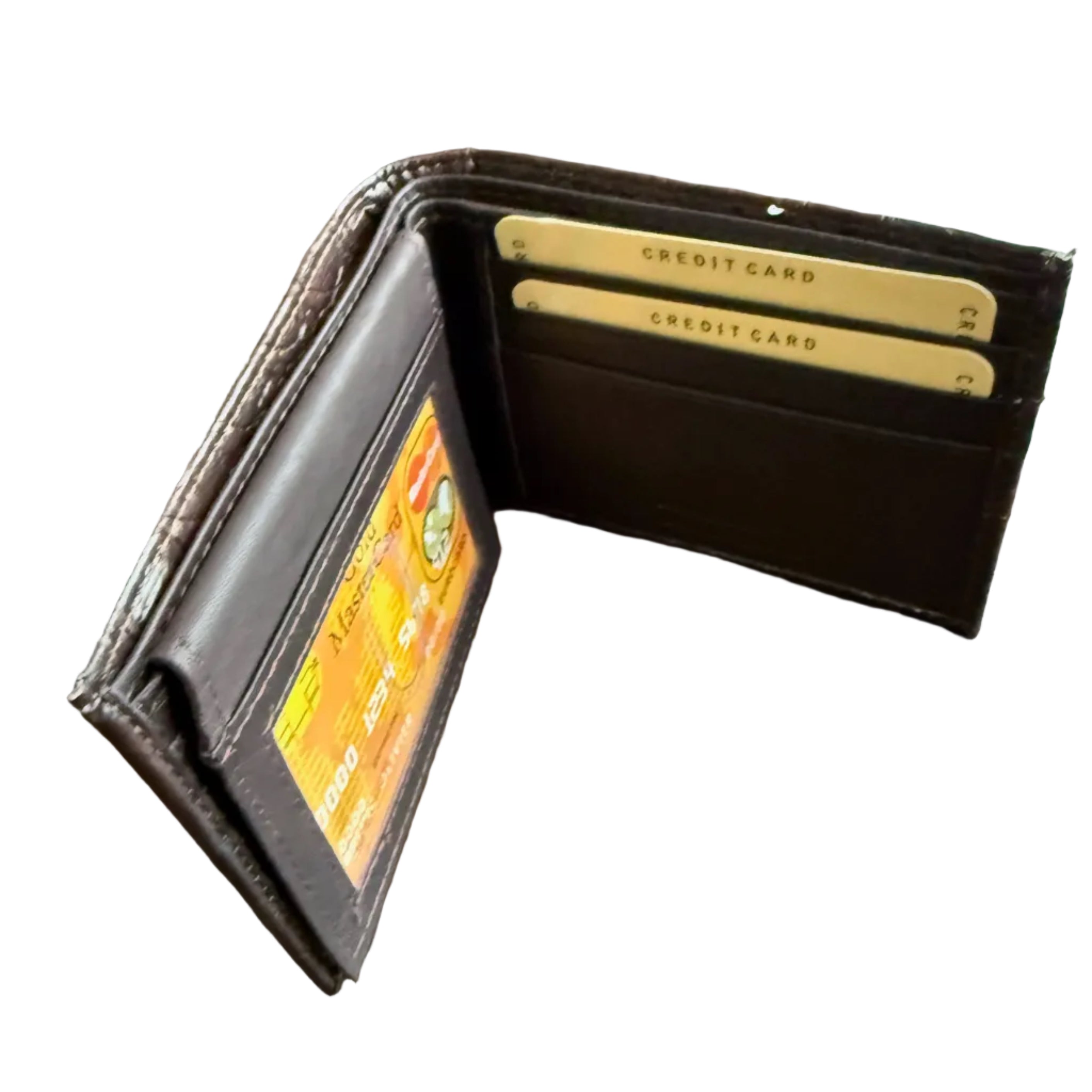Men’s Genuine Leather Western Wallet – Crocodile Embossed Bifold Wallet with Bull & Horseshoe Concho
